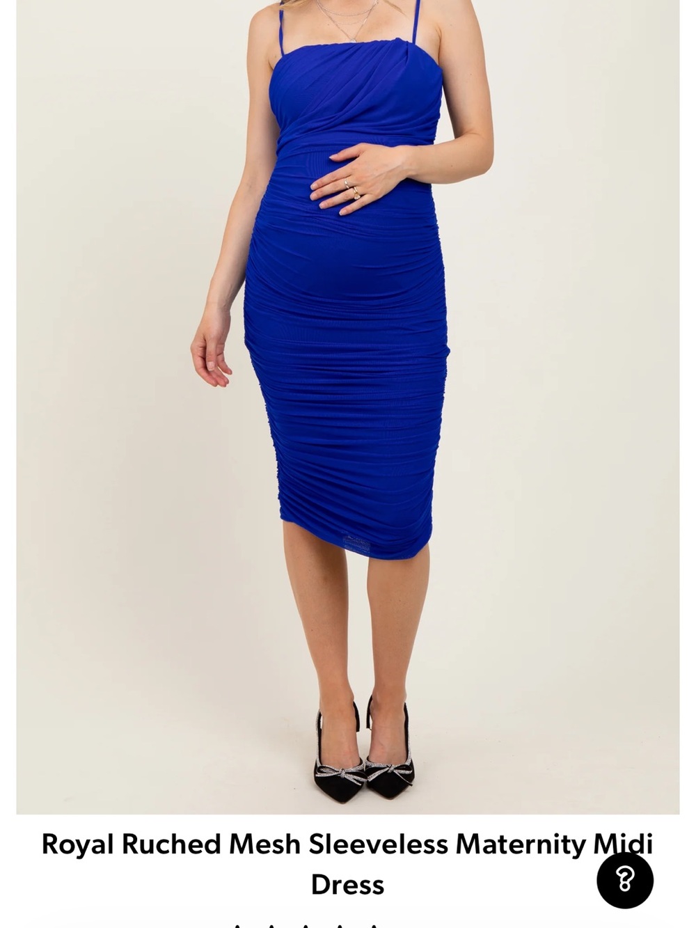 Pinkblush Royal Blue Ruched Spaghetti Strap Maternity Midi Dress